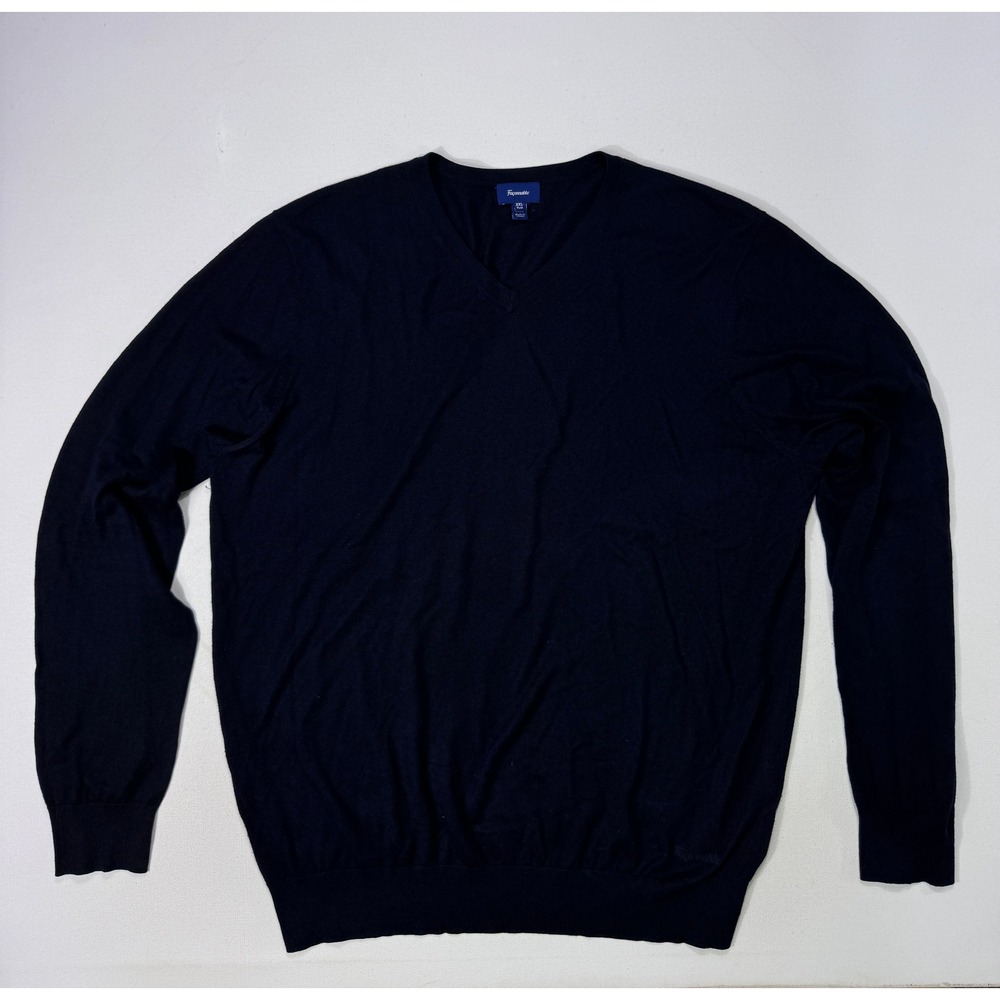 Faconnable Mens V-Neck Sweater XXLT Black Silk Cotton Cashmere Knit V-Neck